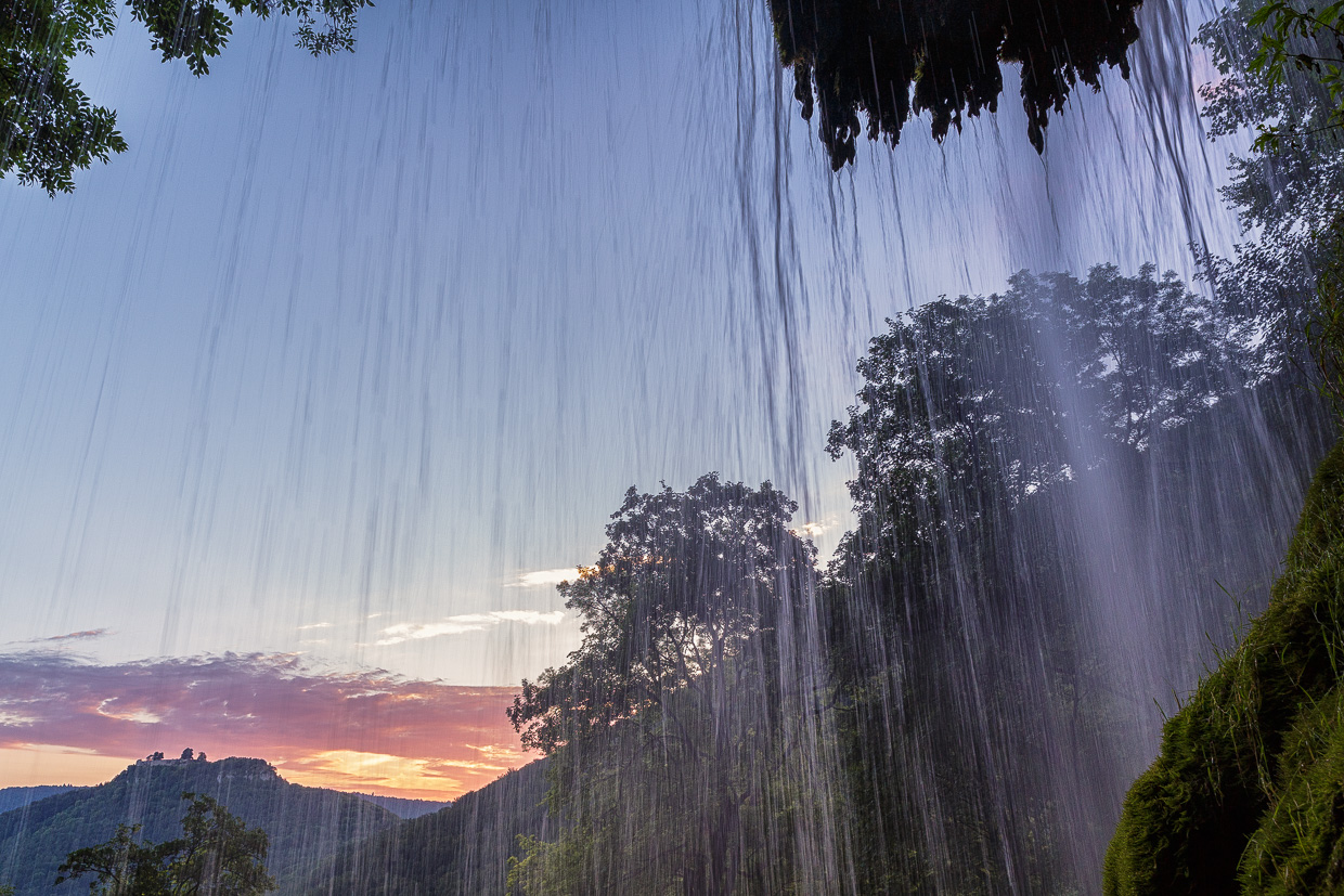 Blick aus dem Wasserfall Richtung Hohenurach