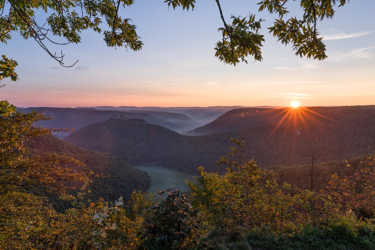 Blick vom Rutschenfelsen zum Sonnenaufgang